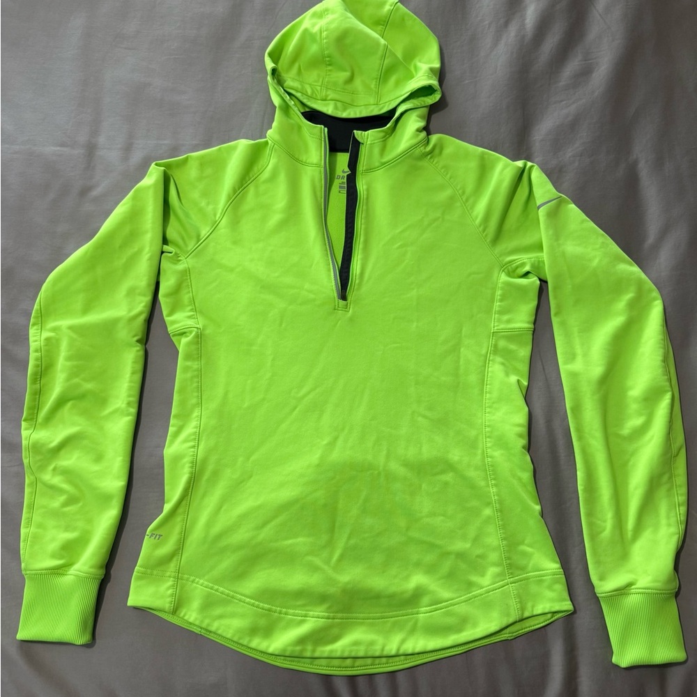 Nike Women's Dri-fit Fleece Lined Neon Green Hoodie